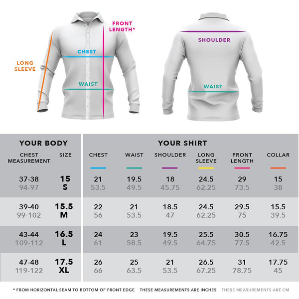 mens dress shirt size chart